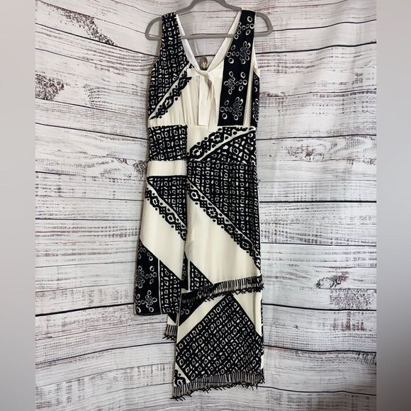 Aquazzura Dress Womens Sz 10 pavilion asymmetrical Silk in optic white & Black - Picture 7 of 16